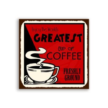 Worlds Greatest Coffee Vintage Metal Art Cafe Diner Retro Tin Sign