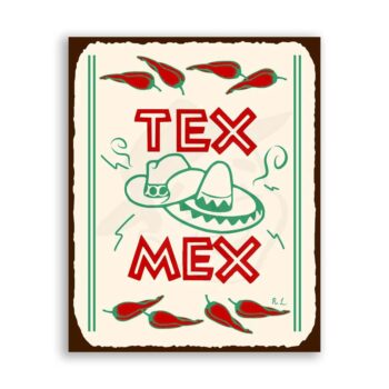 Tex Mex Vintage Metal Mexican Retro Tin Sign