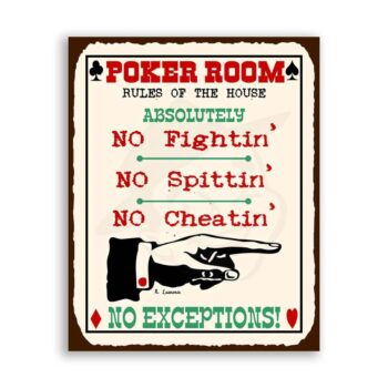 Rules Of The House Vintage Metal Art Game Room Poker Retro Tin Sign