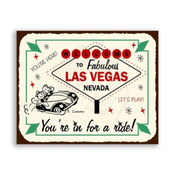 Las Vegas Ride Vintage Metal Art Game Room Poker Retro Tin Sign