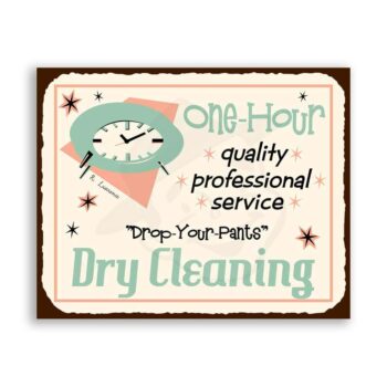 One Hour Dry Cleaning Vintage Metal Laundry Cleaning Retro Tin Sign