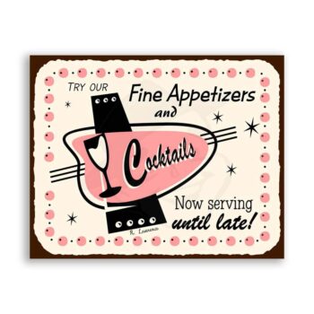 Fine Appetizers Vintage Metal Art Bar Retro Tin Sign