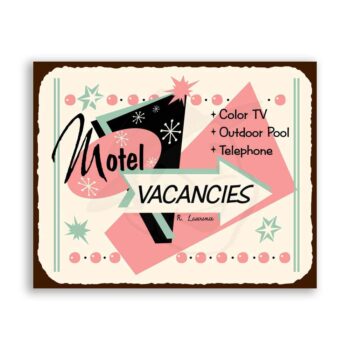 Motel Vacancies Vintage Metal Hospitality Motel Retro Tin Sign