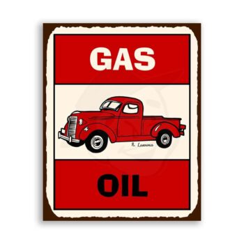 Gas Oil Truck Vintage Metal Art Automotive Retro Tin Sign
