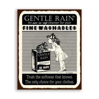 Gentle Rain Detergent Vintage Metal Laundry Cleaning Retro Tin Sign
