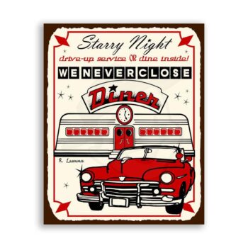 Starry Diner Vintage Metal Art Automotive Diner Retro Tin Sign