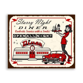 Starry Diner Skates Vintage Metal Art Automotive Diner Retro Tin Sign