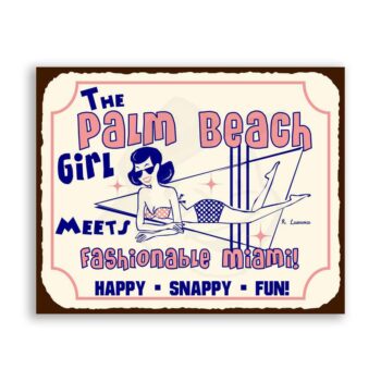Palm Beach Girl Vintage Metal Art Florida Retro Tin Sign