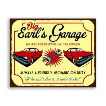 Big Earl’s Garage Vintage Metal Tin Garage Sign